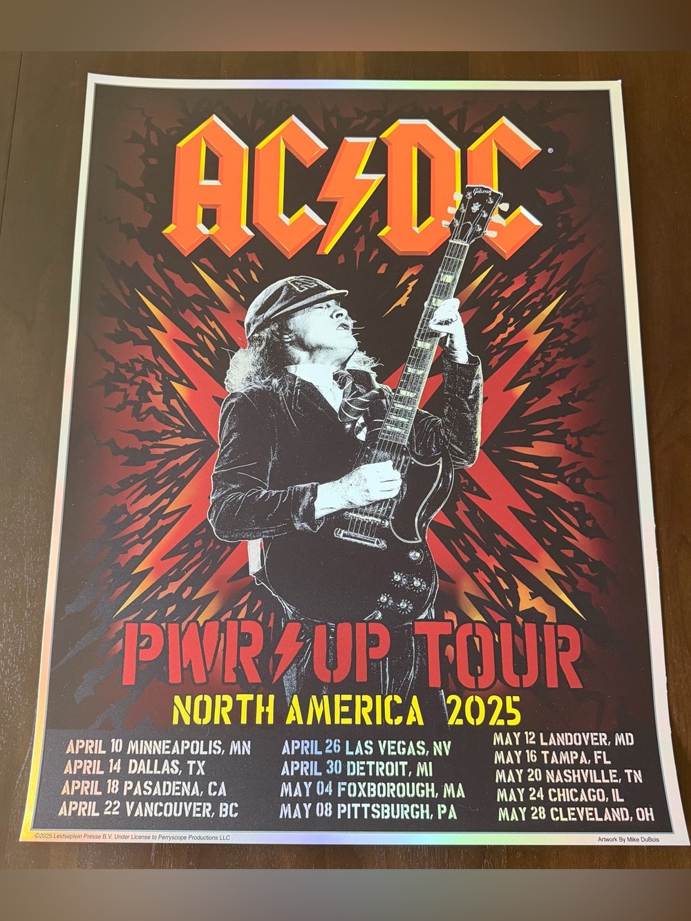 Official AC/DC Poster North America Power Up Tour 2025 Rainbow Foil